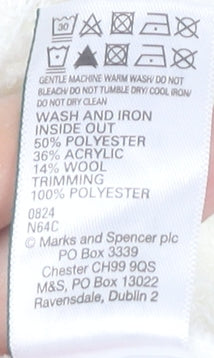 Marks and Spencer Women White Size 12 Wool Blend Midi Pencil Skirt