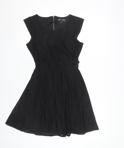 Mela London Women Black Size 12 Fit & Flare Belted Cocktail Dress