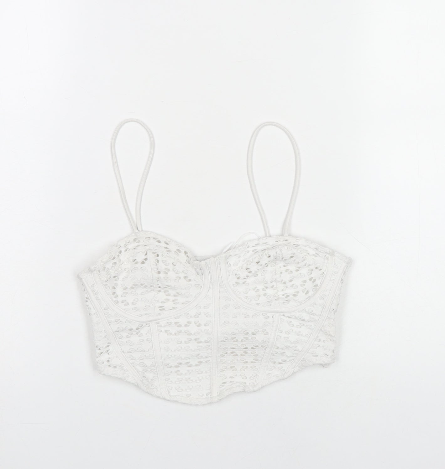 Bershka Women White Lace Camisole Tank Top L Party Summer