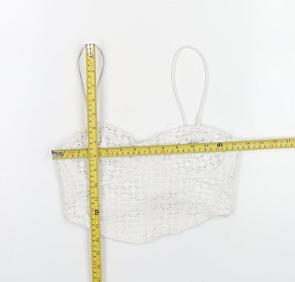 Bershka Women White Lace Camisole Tank Top L Party Summer