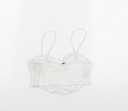 Bershka Women White Lace Camisole Tank Top L Party Summer