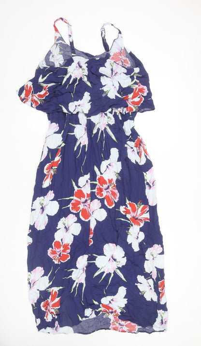 Anthology Women’s Blue Floral Midi Slip Dress Size 18 Viscose