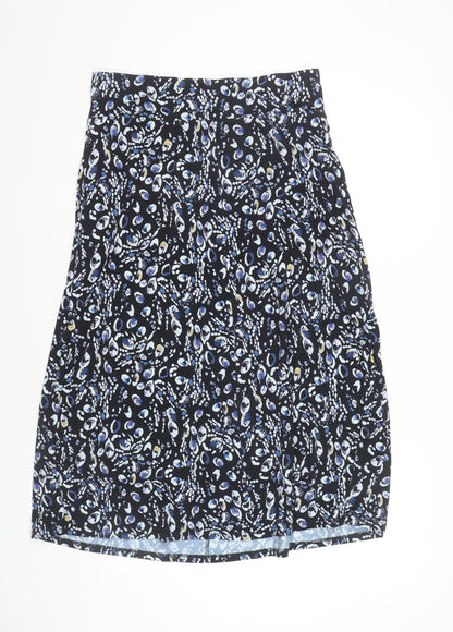 David Nieper Womens Black Blue Floral Stretch Pencil Skirt Size 14