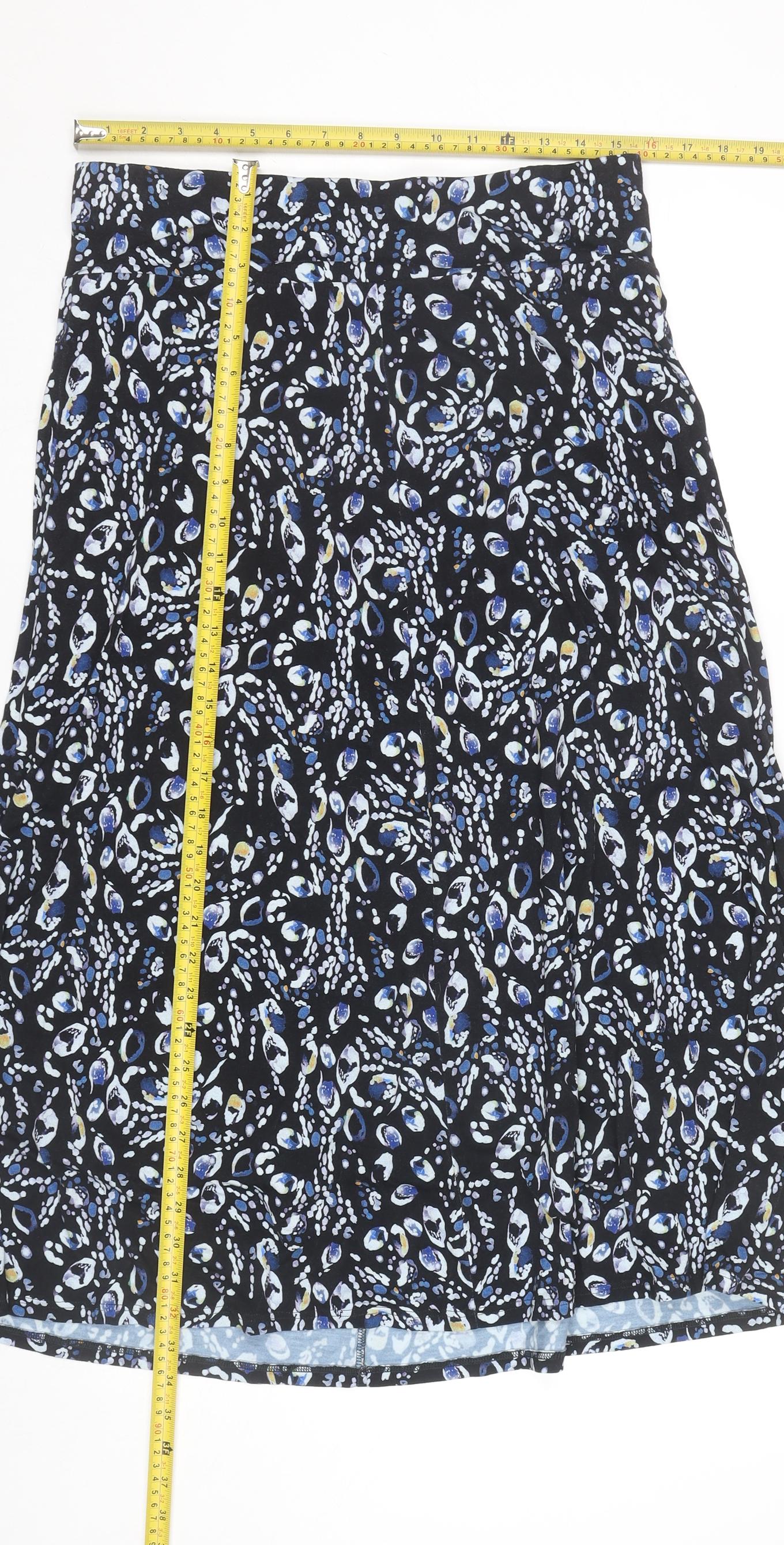 David Nieper Womens Black Blue Floral Stretch Pencil Skirt Size 14