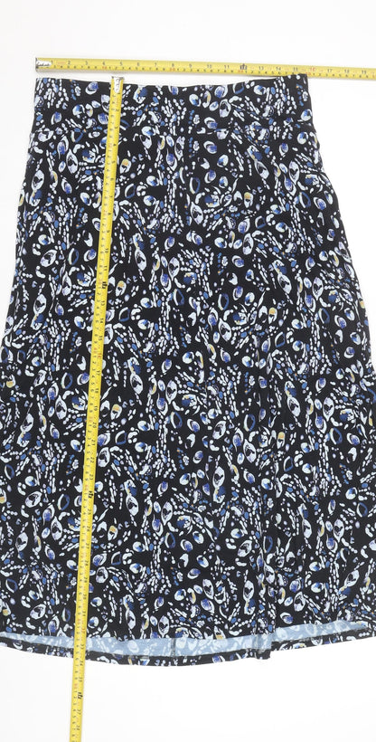David Nieper Womens Black Blue Floral Stretch Pencil Skirt Size 14