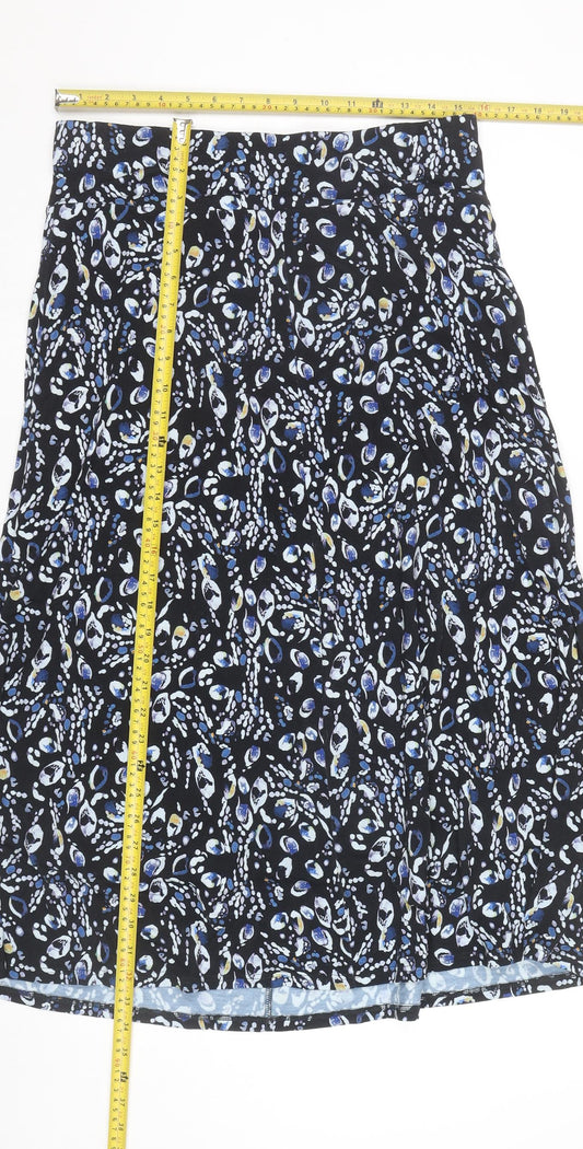 David Nieper Womens Black Blue Floral Stretch Pencil Skirt Size 14