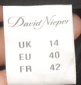 David Nieper Womens Black Blue Floral Stretch Pencil Skirt Size 14