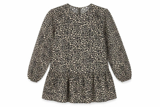Marks and Spencer Girls Beige Black Animal Print Shift Dress 12-13Y