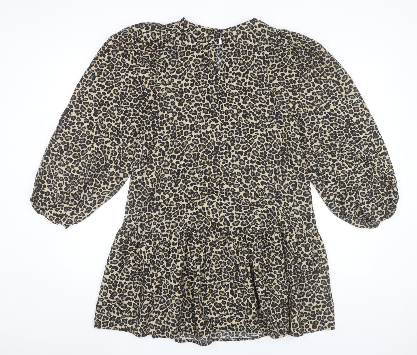 Marks and Spencer Girls Beige Black Animal Print Shift Dress 12-13Y