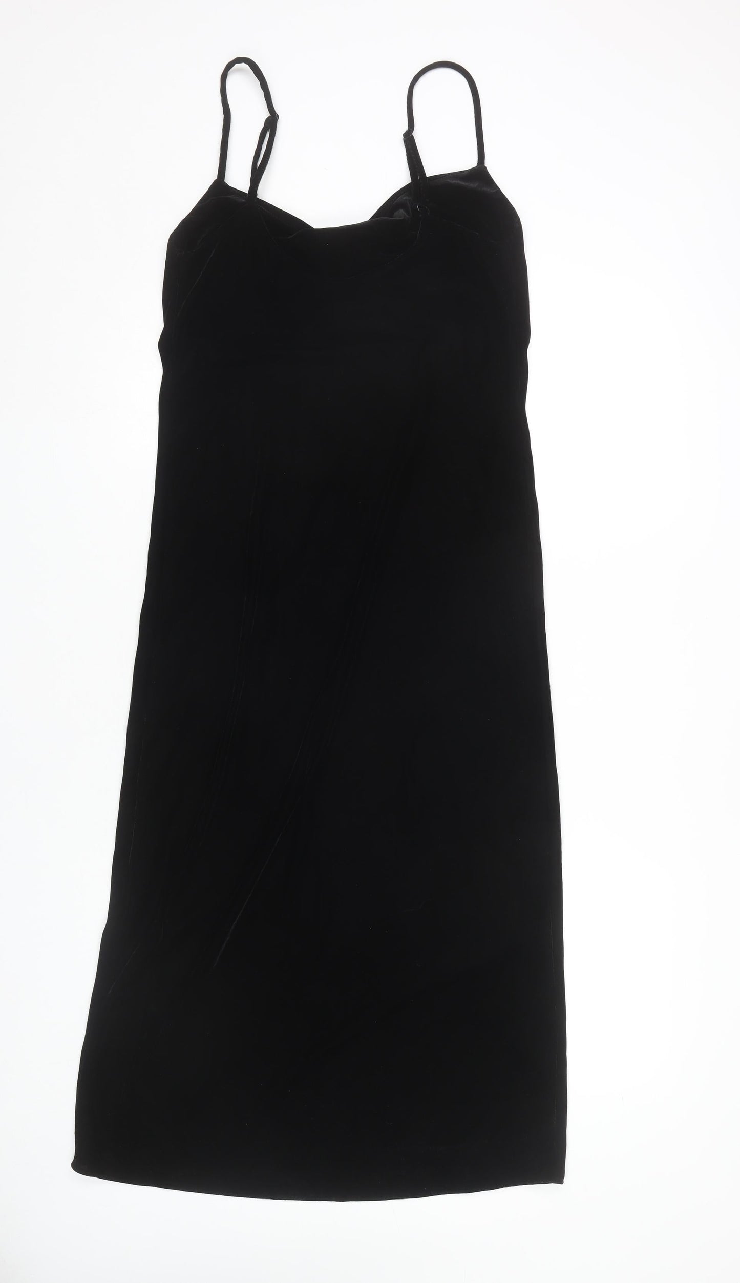 Zara Women Black XS Slip Dress Strappy Velvet Party Cocktail