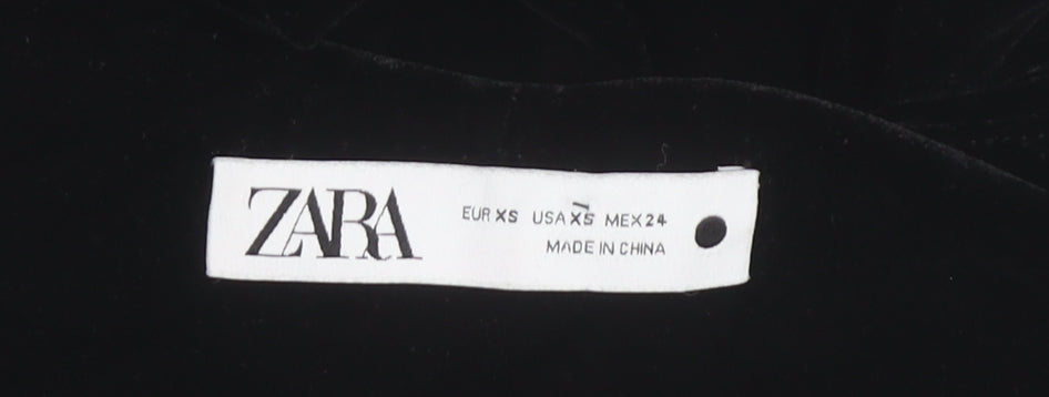 Zara Women Black XS Slip Dress Strappy Velvet Party Cocktail