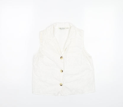 Miss Selfridge Womens White Cotton Sleeveless Blouse UK 8
