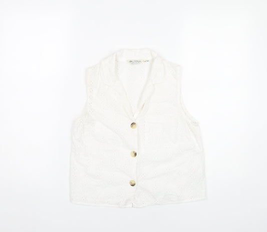 Miss Selfridge Womens White Cotton Sleeveless Blouse UK 8