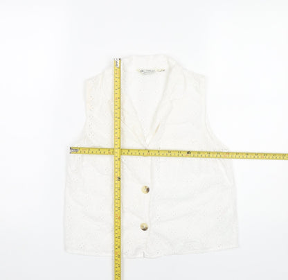 Miss Selfridge Womens White Cotton Sleeveless Blouse UK 8