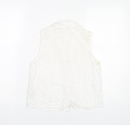 Miss Selfridge Womens White Cotton Sleeveless Blouse UK 8