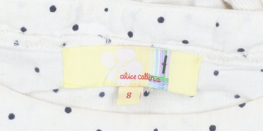 Alice Collins Womens Ivory Floral Polka Dot Shift Dress Size 8