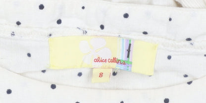 Alice Collins Womens Ivory Floral Polka Dot Shift Dress Size 8