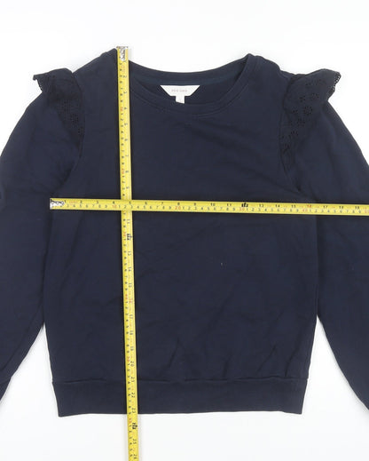 Marks and Spencer Women’s Navy Sweatshirt Size 8 Cotton Ruffle