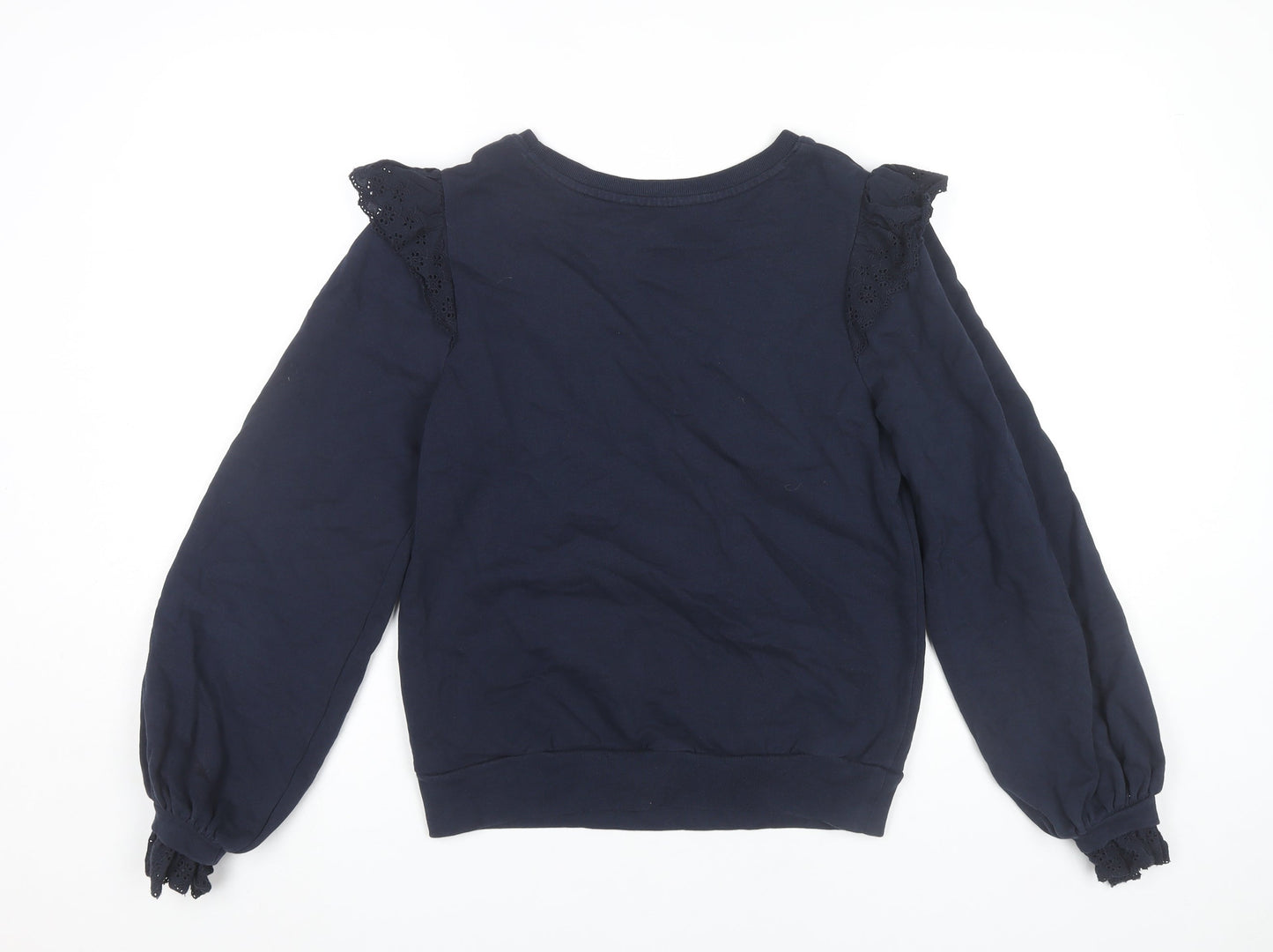 Marks and Spencer Women’s Navy Sweatshirt Size 8 Cotton Ruffle