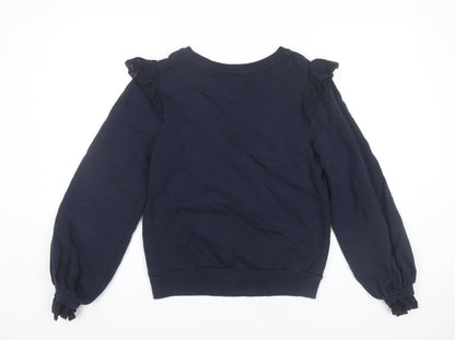 Marks and Spencer Women’s Navy Sweatshirt Size 8 Cotton Ruffle