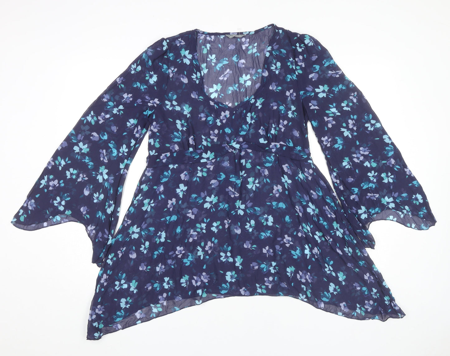 Womens UK Size 10 Marks and Spencer Blue Tunic Blouse