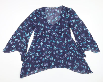 Womens UK Size 10 Marks and Spencer Blue Tunic Blouse