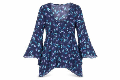 Womens UK Size 10 Marks and Spencer Blue Tunic Blouse