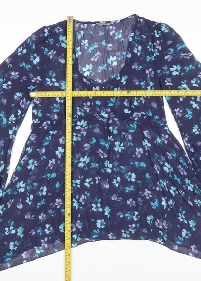 Womens UK Size 10 Marks and Spencer Blue Tunic Blouse
