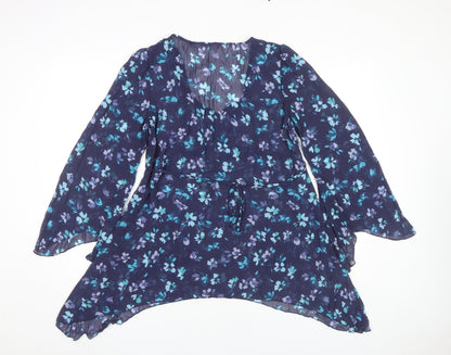 Womens UK Size 10 Marks and Spencer Blue Tunic Blouse