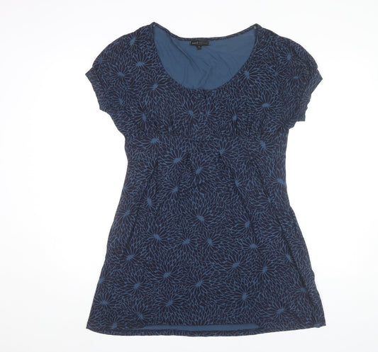 Next Women Blue Floral Shift Dress Size 14 Scoop Neck Short Sleeve