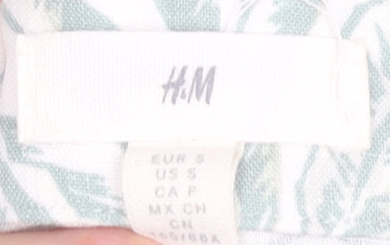 H&M Womens White Tropical Wide Leg Sleeveless Jumpsuit Size S