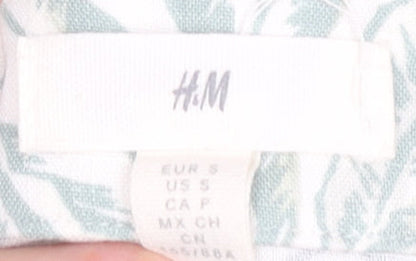 H&M Womens White Tropical Wide Leg Sleeveless Jumpsuit Size S