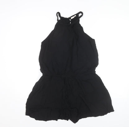 GAP Women Black Medium Halter Neck Sleeveless Playsuit Summer