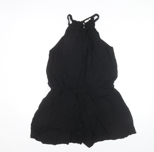 GAP Women Black Medium Halter Neck Sleeveless Playsuit Summer