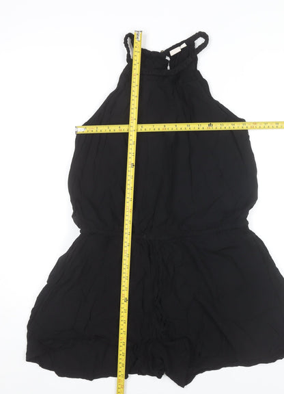 GAP Women Black Medium Halter Neck Sleeveless Playsuit Summer