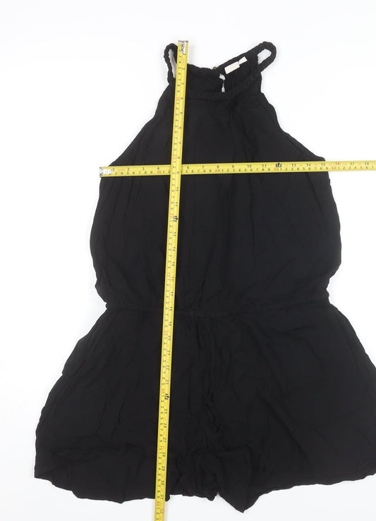 GAP Women Black Medium Halter Neck Sleeveless Playsuit Summer