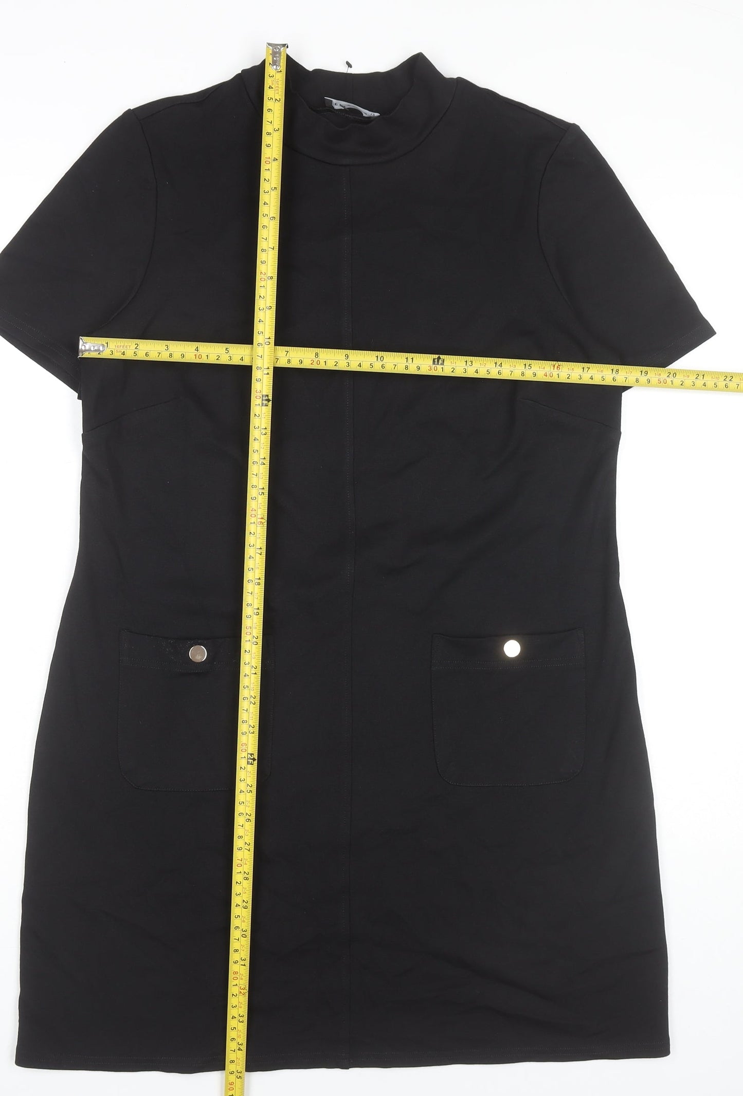 Et Vous Womens Black Size 12 Shift Dress Short Sleeve Workwear