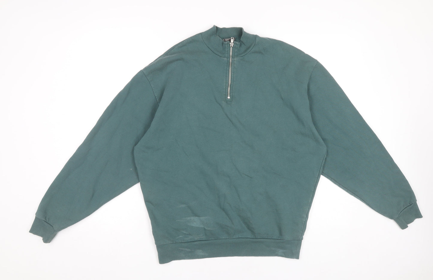 Mens UK Size XS ASOS Green 1/4 Zip Sweatshirt