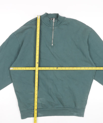 Mens UK Size XS ASOS Green 1/4 Zip Sweatshirt