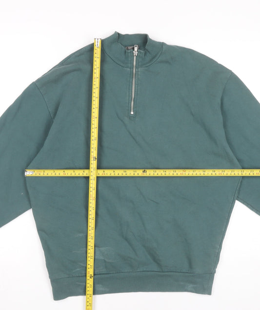 Mens UK Size XS ASOS Green 1/4 Zip Sweatshirt