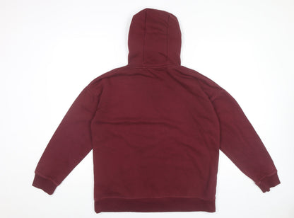 Next Women’s Burgundy Hoodie UK 14 Pullover Bonjour Print