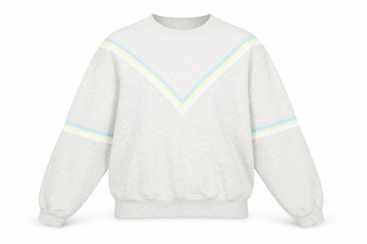 Hush Women’s Grey Cotton Sweatshirt Small Retro Stripe Crew Neck