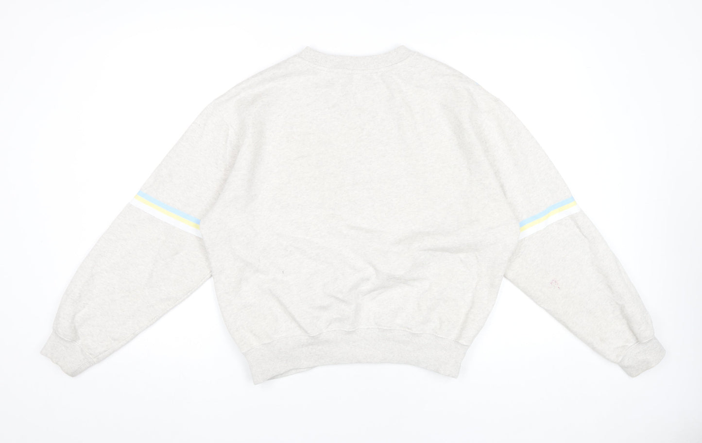 Hush Women’s Grey Cotton Sweatshirt Small Retro Stripe Crew Neck