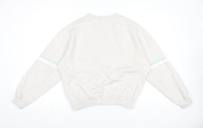 Hush Women’s Grey Cotton Sweatshirt Small Retro Stripe Crew Neck