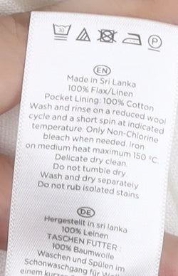 Hobbs Women White Linen Wide-Leg Trousers UK 16 Summer Casual