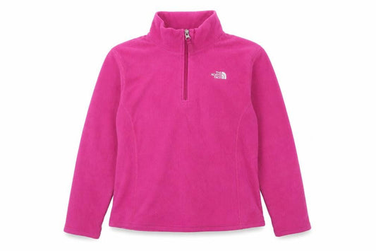 Front view of The North Face girls’ pink fleece sweatshirt xl (18 years) 1/4 zip pullover