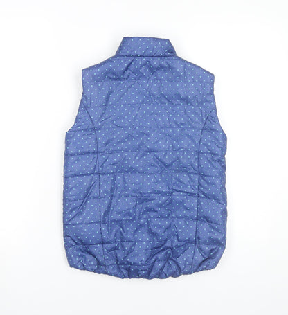 Reserved Girls Blue Polka Dot Puffer Waistcoat 9-10 Years Sleeveless Vest
