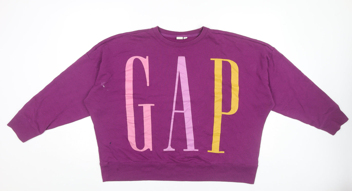 GAP Womens Purple XL Pullover Crew Neck Logo Sweatshirt