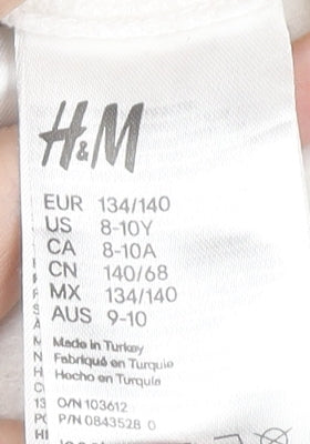 H&M Girls Grey Pink White Colourblock Hoodie 9-10Y Half Zip Hooded Sweatshirt