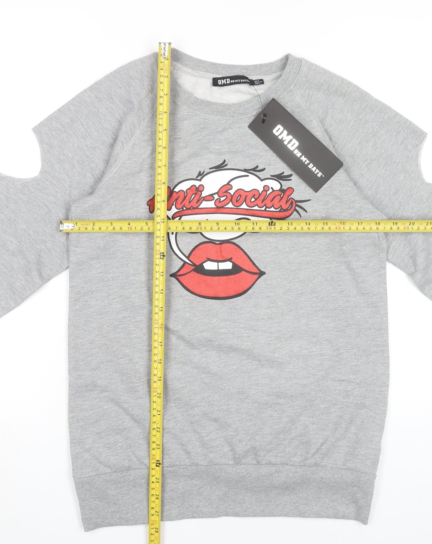 Oh My Days Womens Grey Graphic Pullover Sweatshirt UK 8